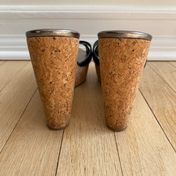 Jimmy Choo Black Leather Cork Wedge Sandals – Size Approx. 8 - Picture 7 of 10